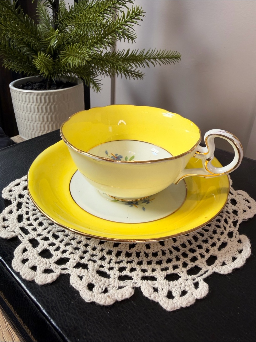 vintage Royal Grafton yellow fine bone china teacup and saucer set - Picture 3 of 12
